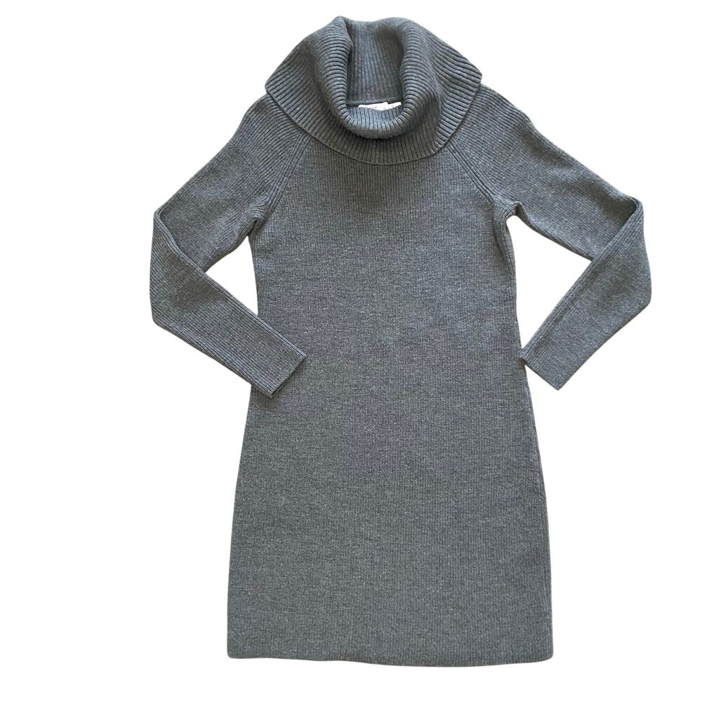 Vineyard Vines Merino Wool Sweater Dress Sz M Gray Charcoal Heather Cowl Neck